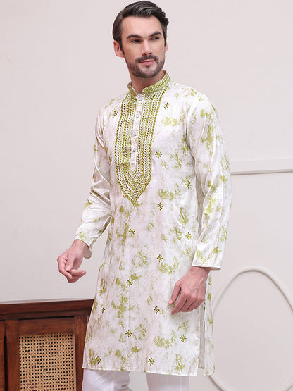 Stone Print With Embroidered Kurtas