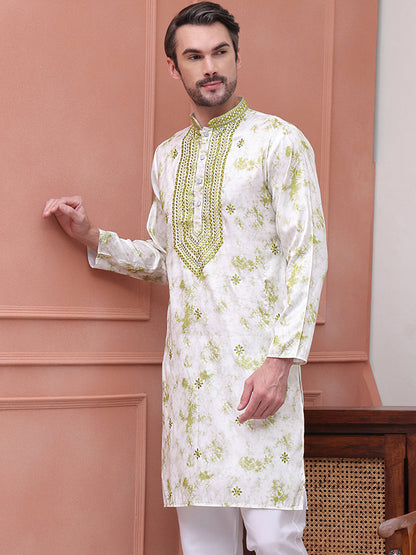 Stone Print With Embroidered Kurtas