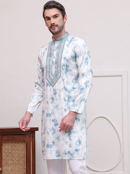 Stone Print With Embroidered Kurtas