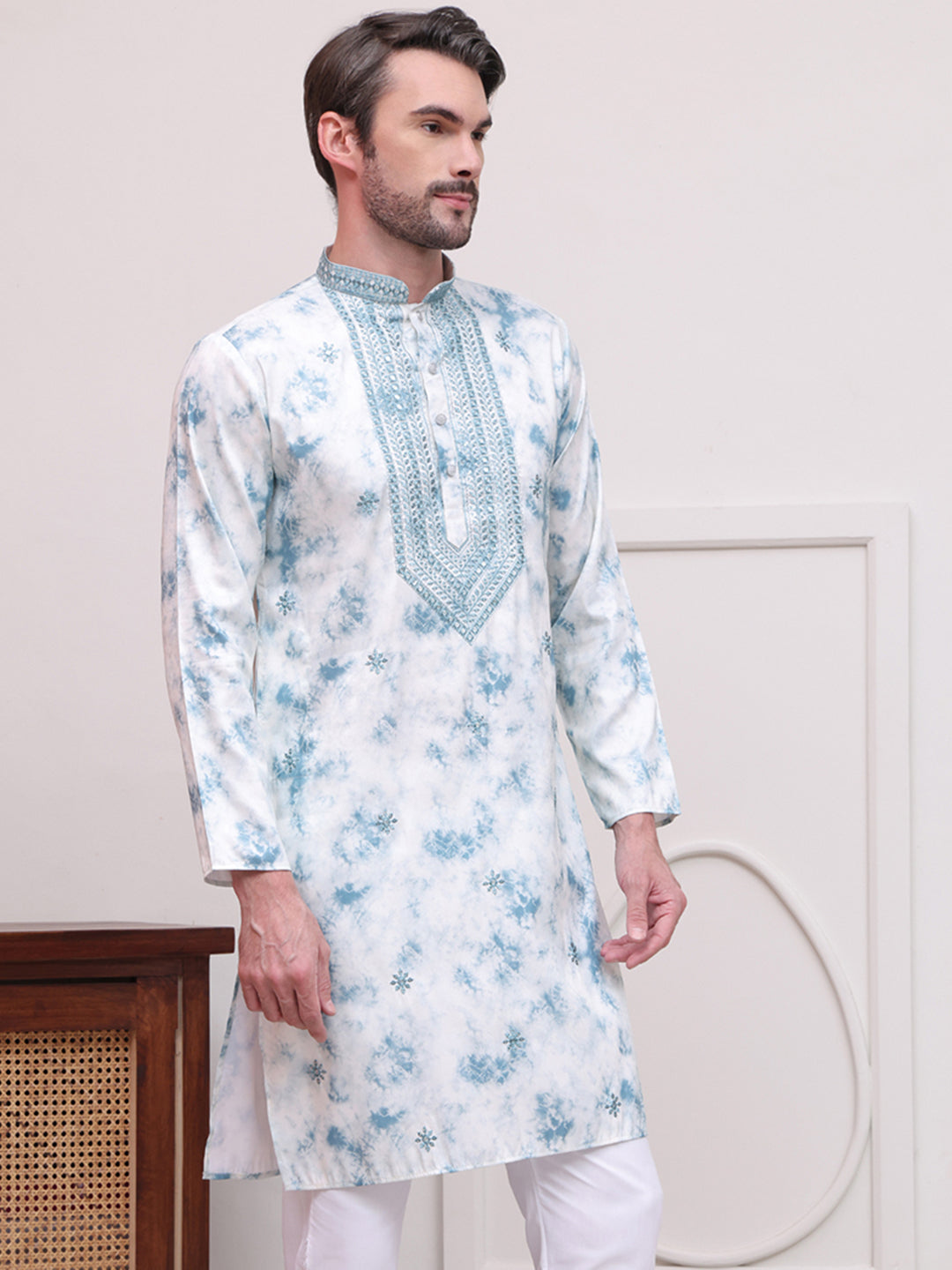 Stone Print With Embroidered Kurtas