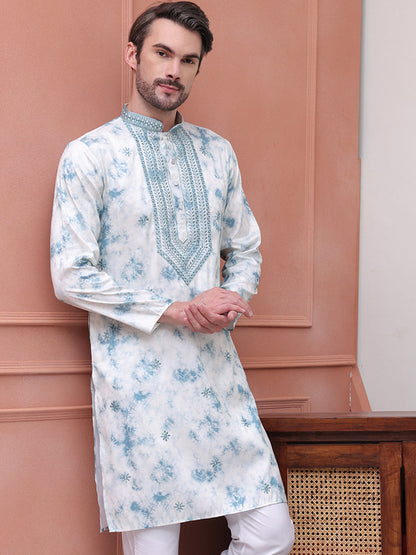 Stone Print With Embroidered Kurtas