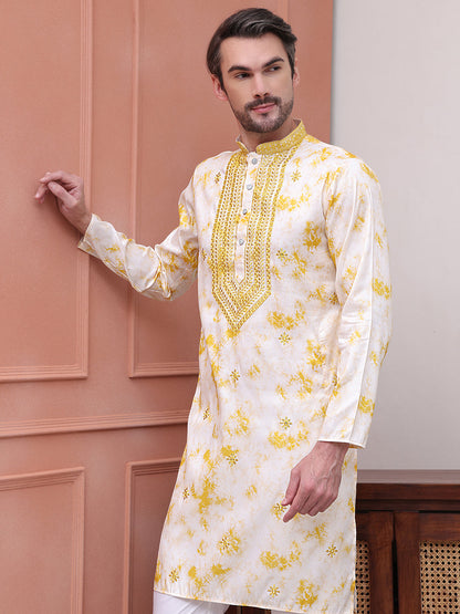 Stone Print With Embroidered Kurtas