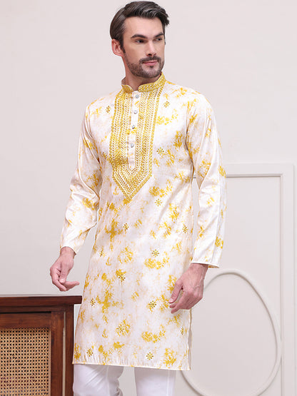 Stone Print With Embroidered Kurtas