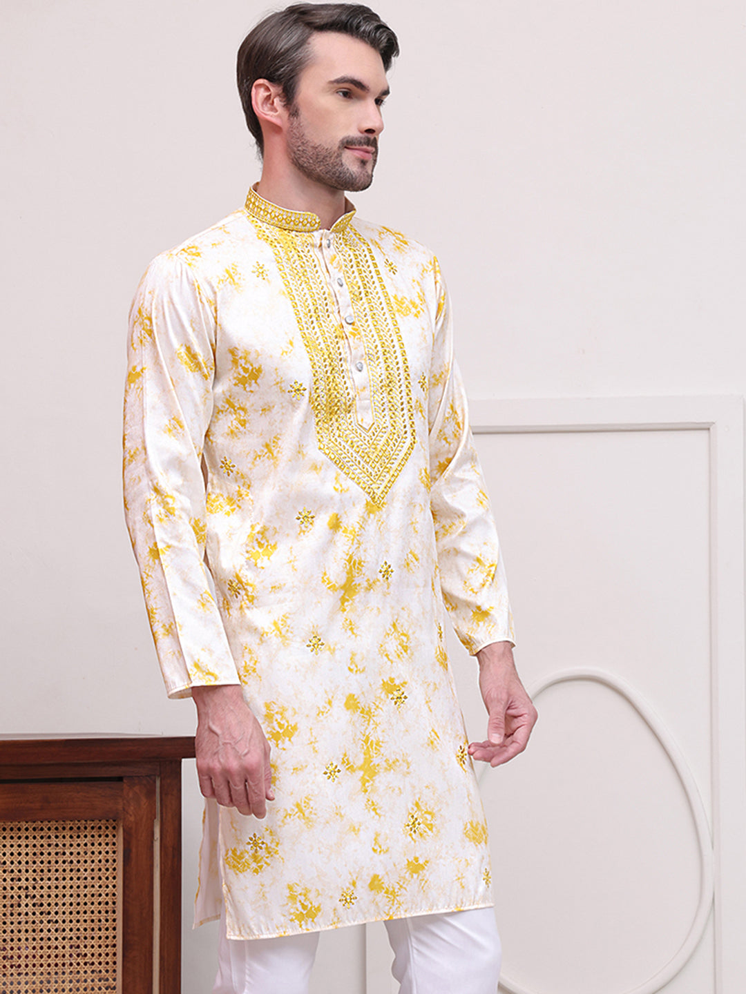 Stone Print With Embroidered Kurtas