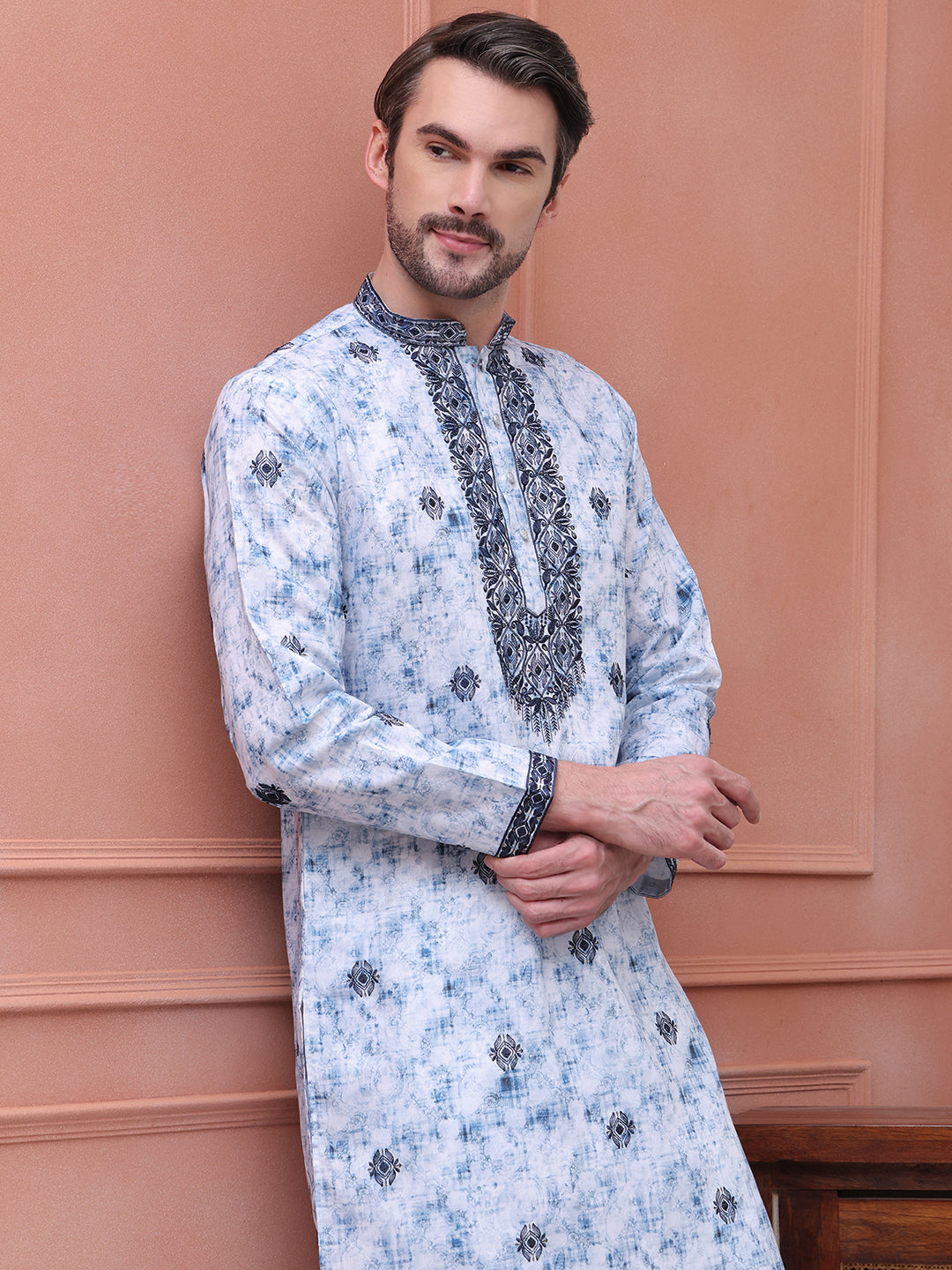 Stone Print With Embroidered Kurtas