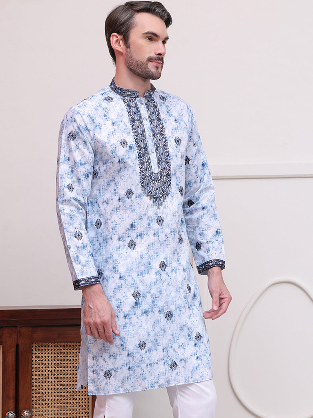 Stone Print With Embroidered Kurtas