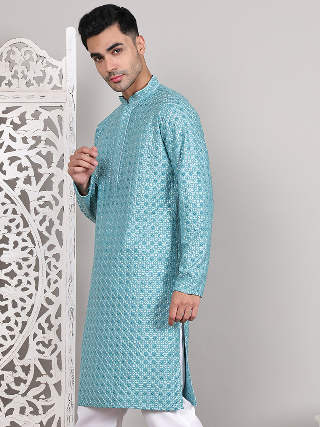 Viscose Sequins And Embroidered Kurtas For Men