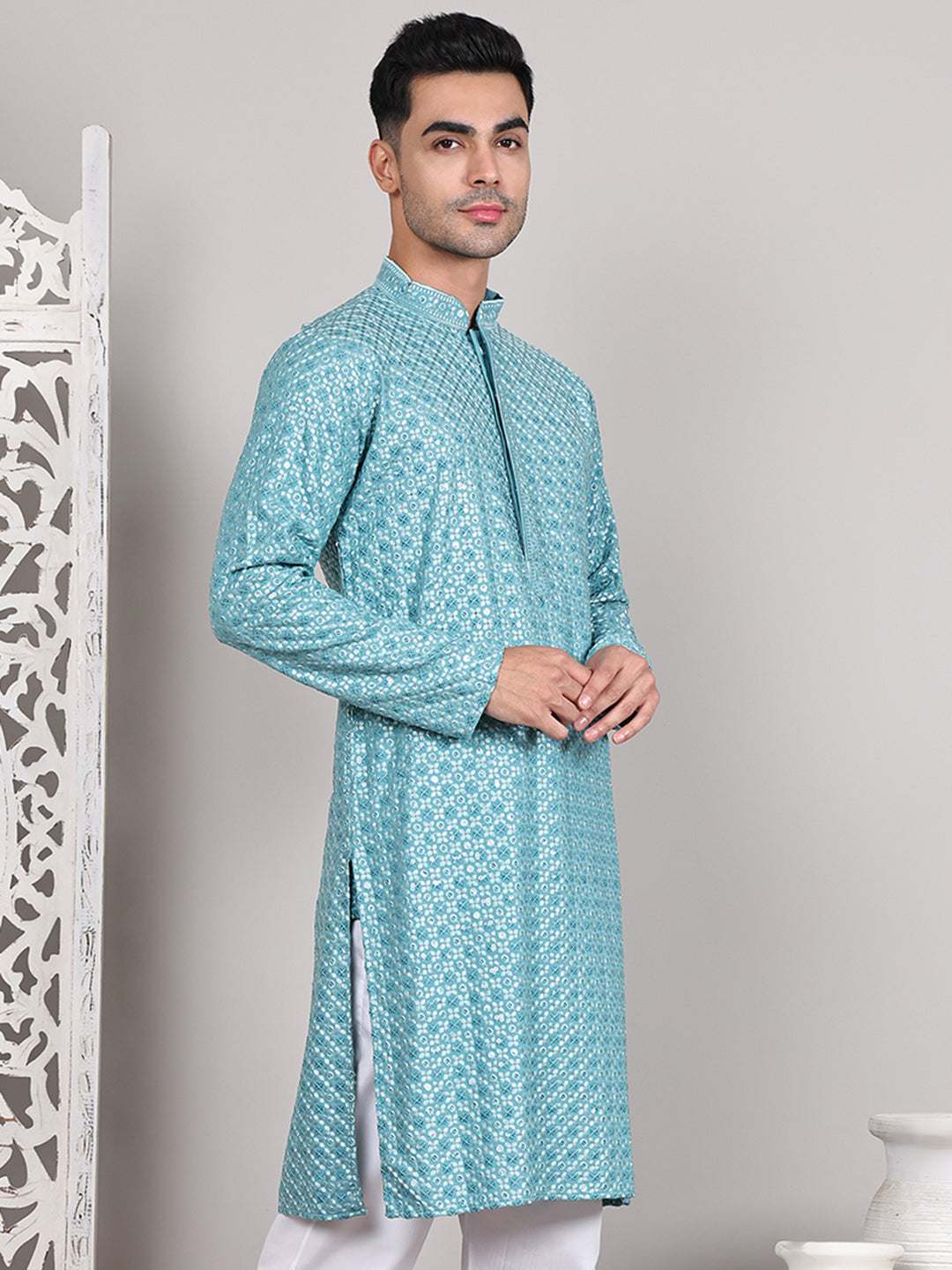 Viscose Sequins And Embroidered Kurtas For Men