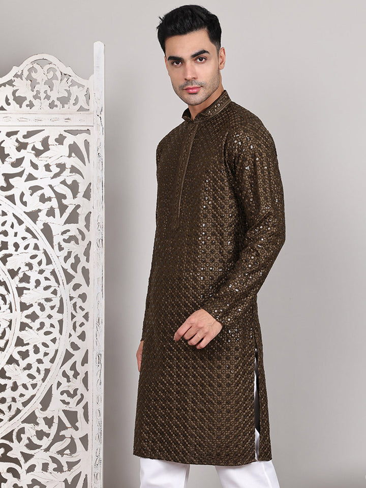 Viscose Sequins And Embroidered Kurtas For Men