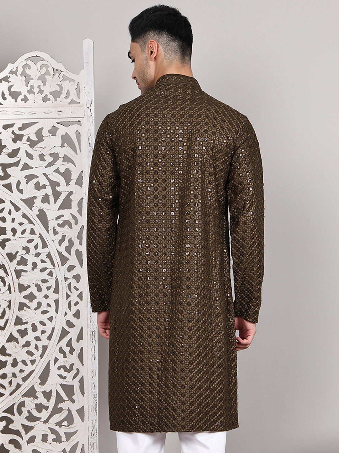 Viscose Sequins And Embroidered Kurtas For Men