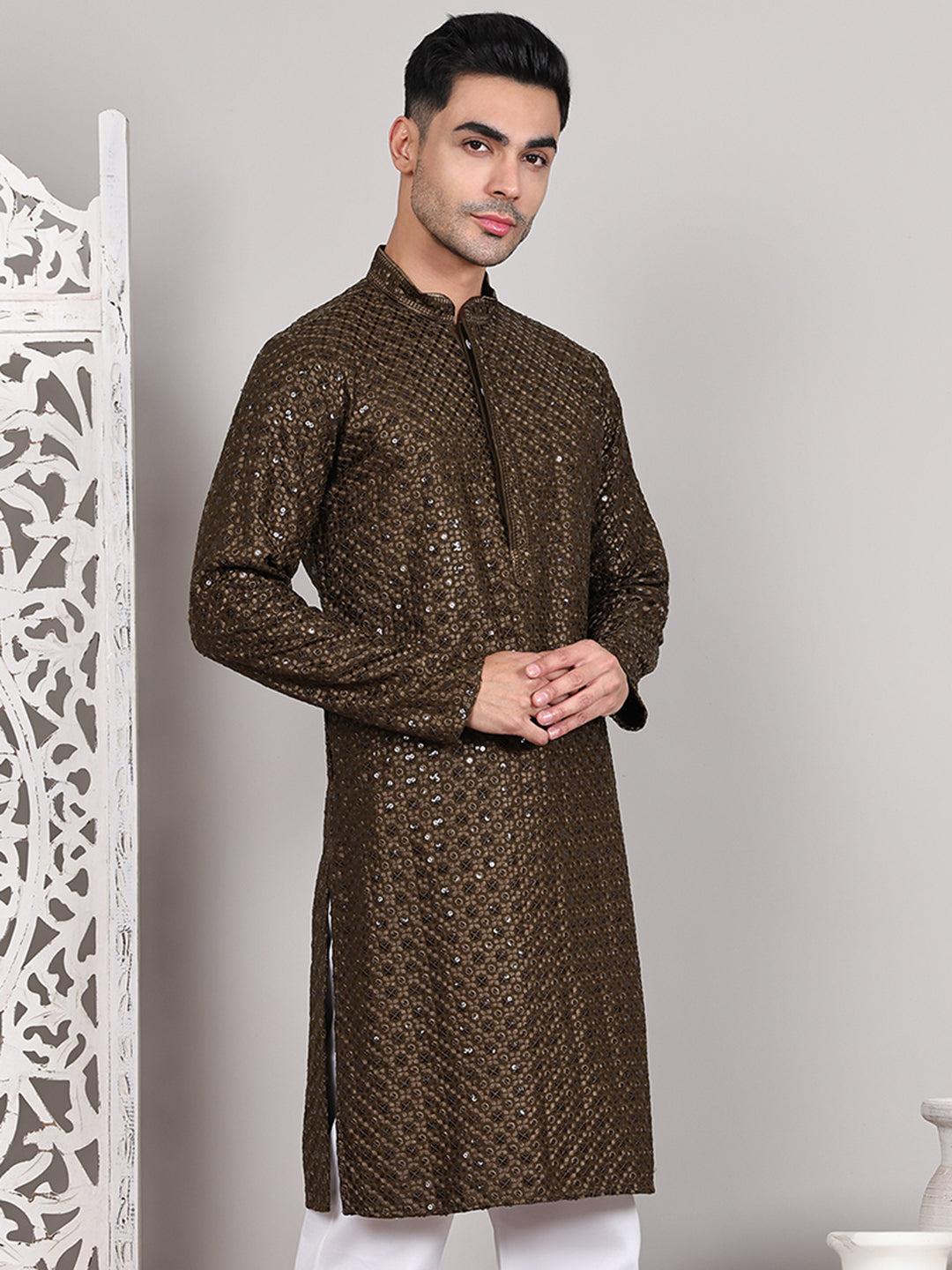 Viscose Sequins And Embroidered Kurtas For Men