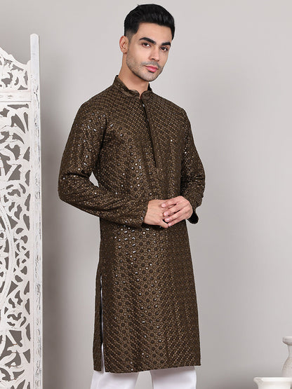 Viscose Sequins And Embroidered Kurtas For Men