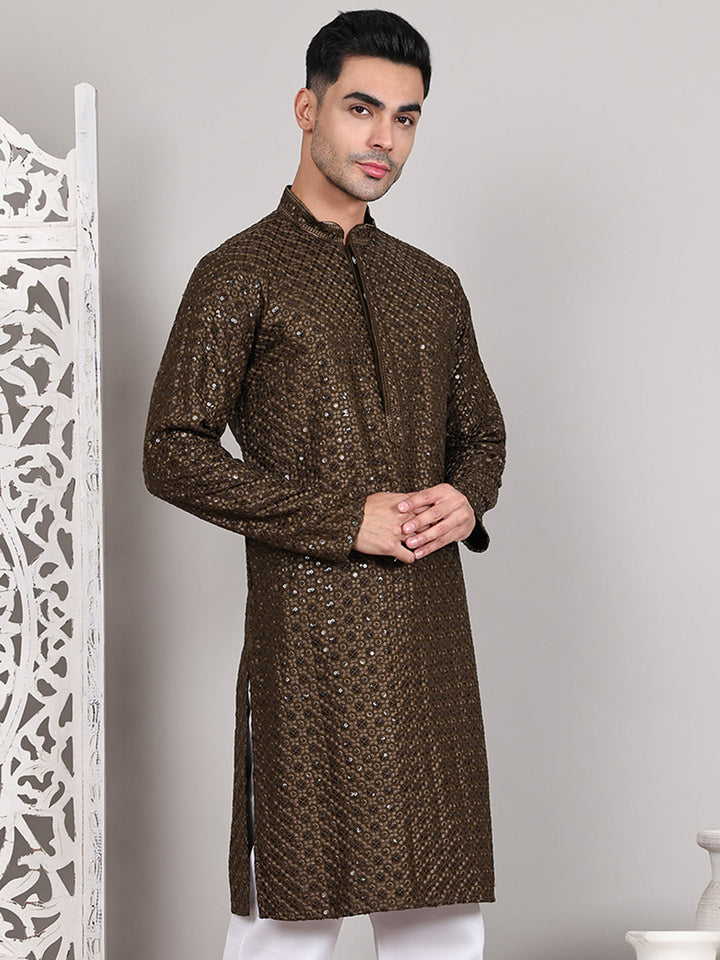 Viscose Sequins And Embroidered Kurtas For Men
