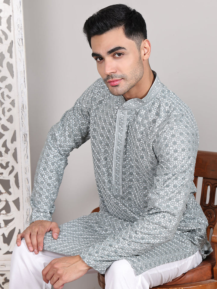 Viscose Sequins And Embroidered Kurtas For Men