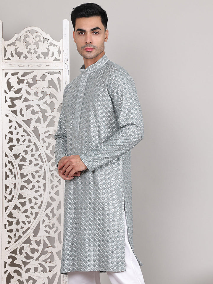 Viscose Sequins And Embroidered Kurtas For Men