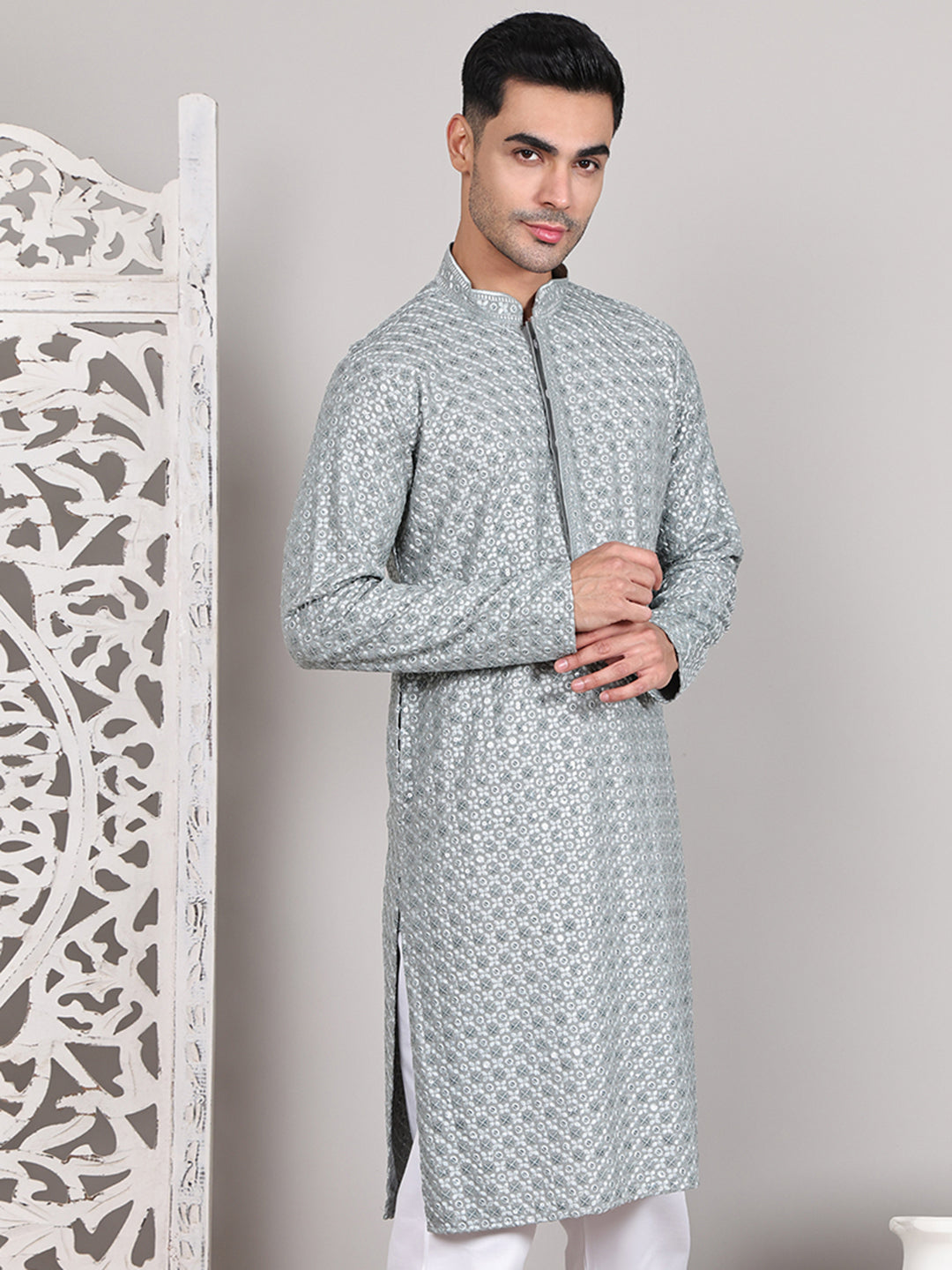 Viscose Sequins And Embroidered Kurtas For Men