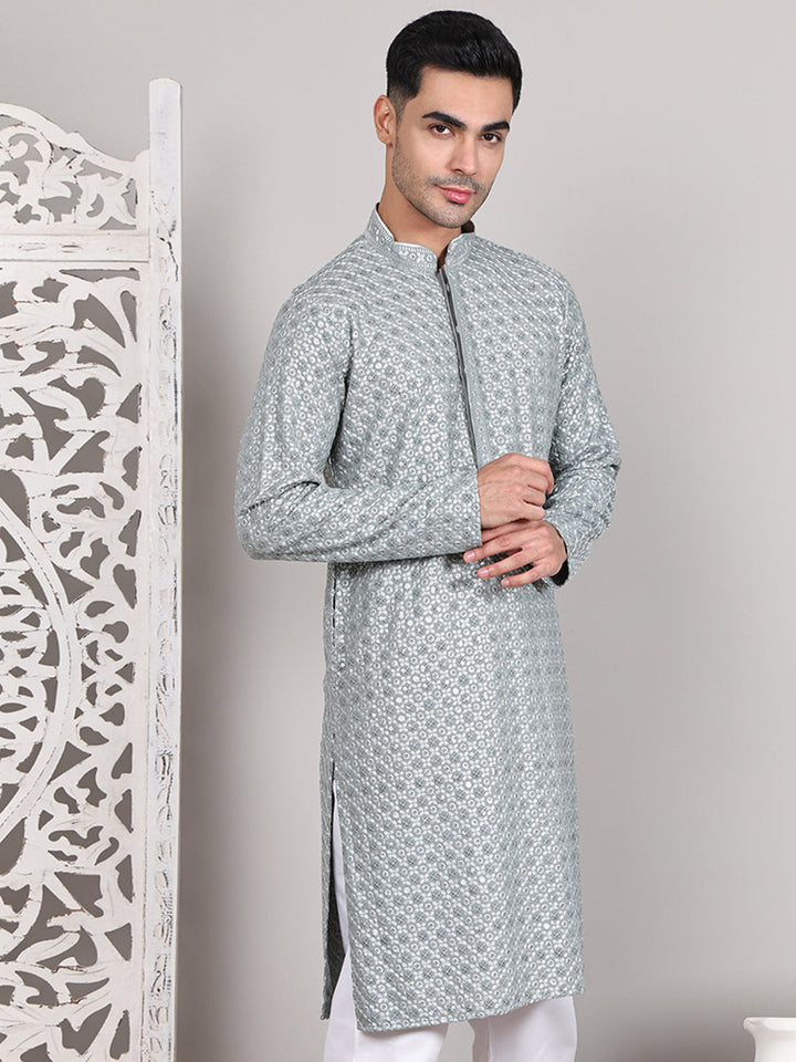 Viscose Sequins And Embroidered Kurtas For Men
