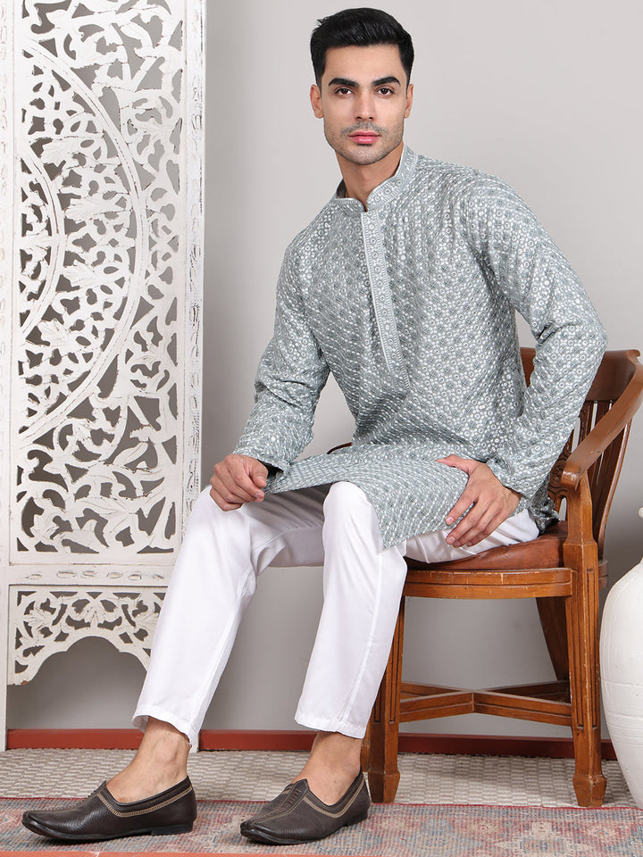 Viscose Sequins And Embroidered Kurtas For Men