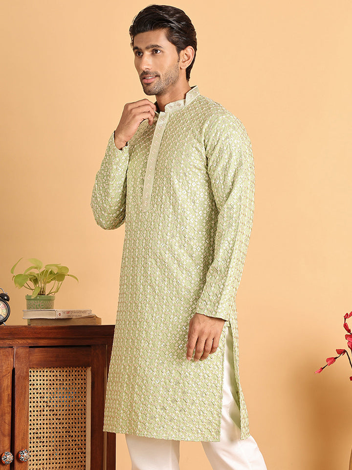 Embroidered Viscose Kurtas For Men