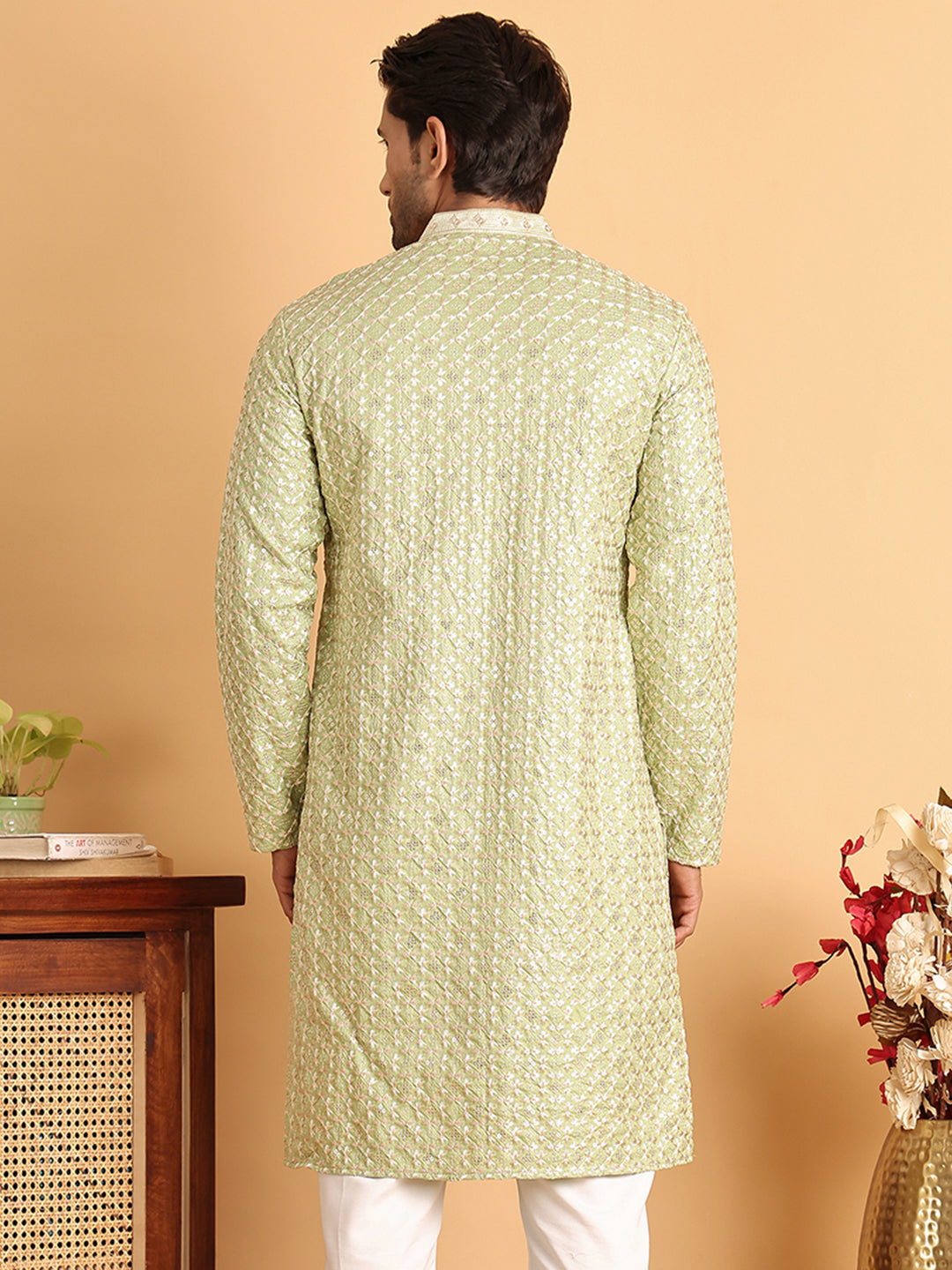 Embroidered Viscose Kurtas For Men