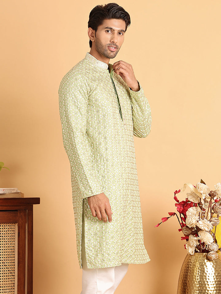 Embroidered Viscose Kurtas For Men