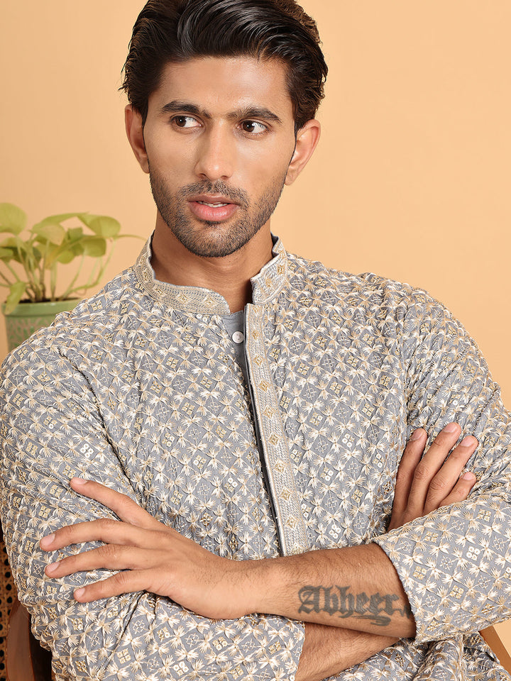 Embroidered Viscose Kurtas For Men