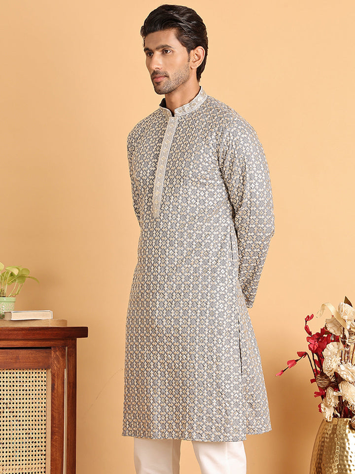 Embroidered Viscose Kurtas For Men