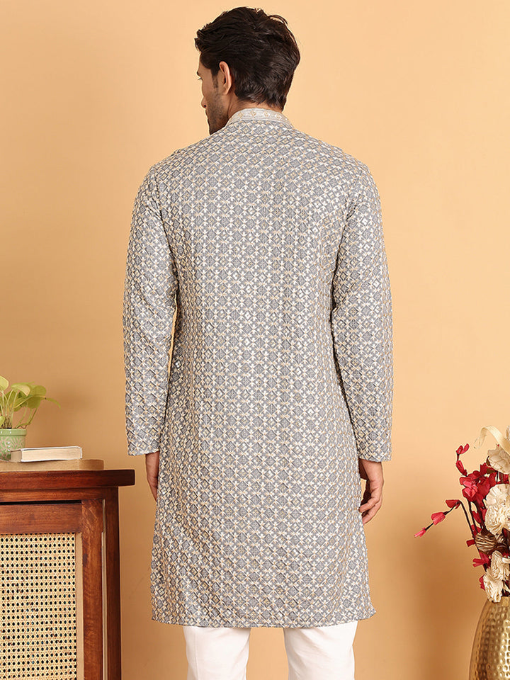 Embroidered Viscose Kurtas For Men