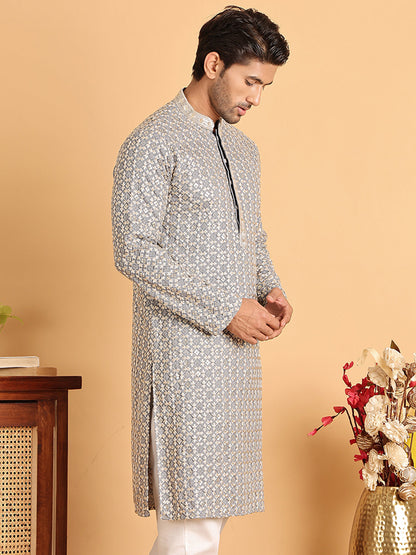 Embroidered Viscose Kurtas For Men