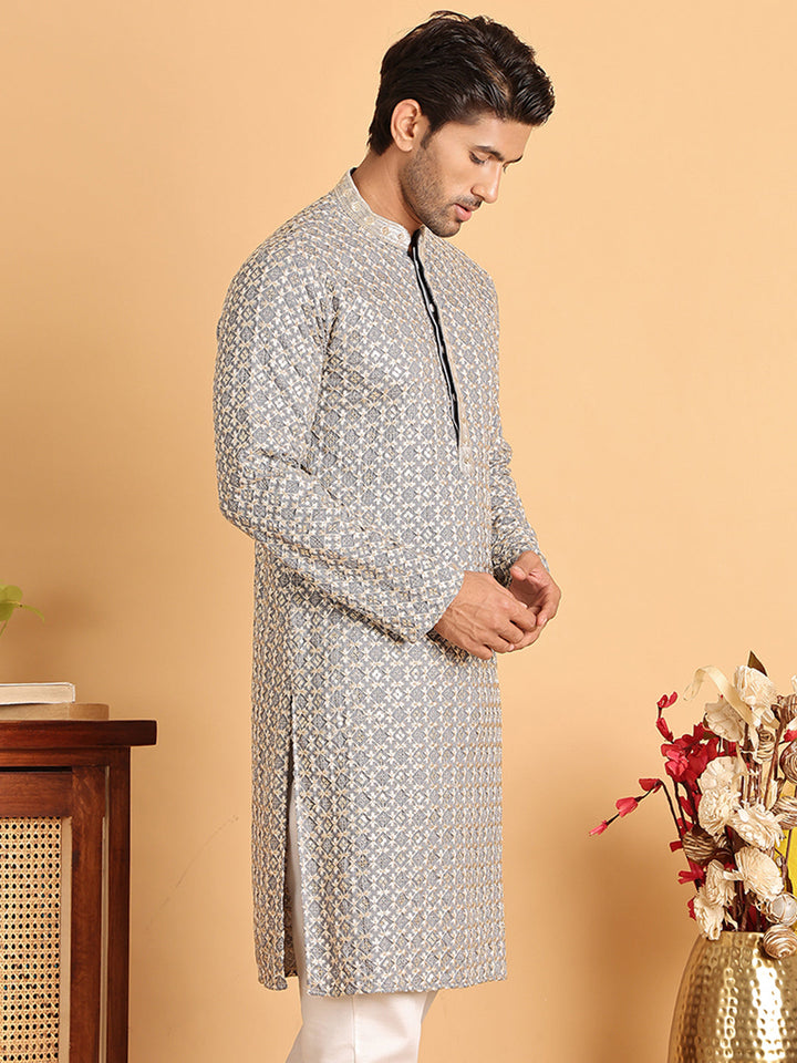 Embroidered Viscose Kurtas For Men