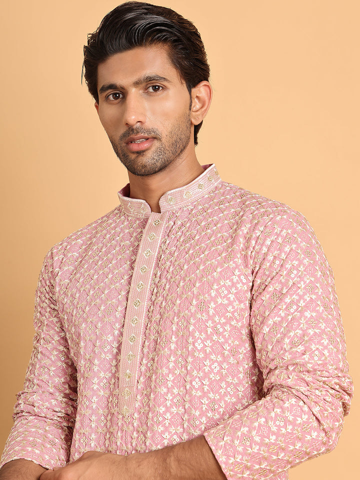 Embroidered Viscose Kurtas For Men