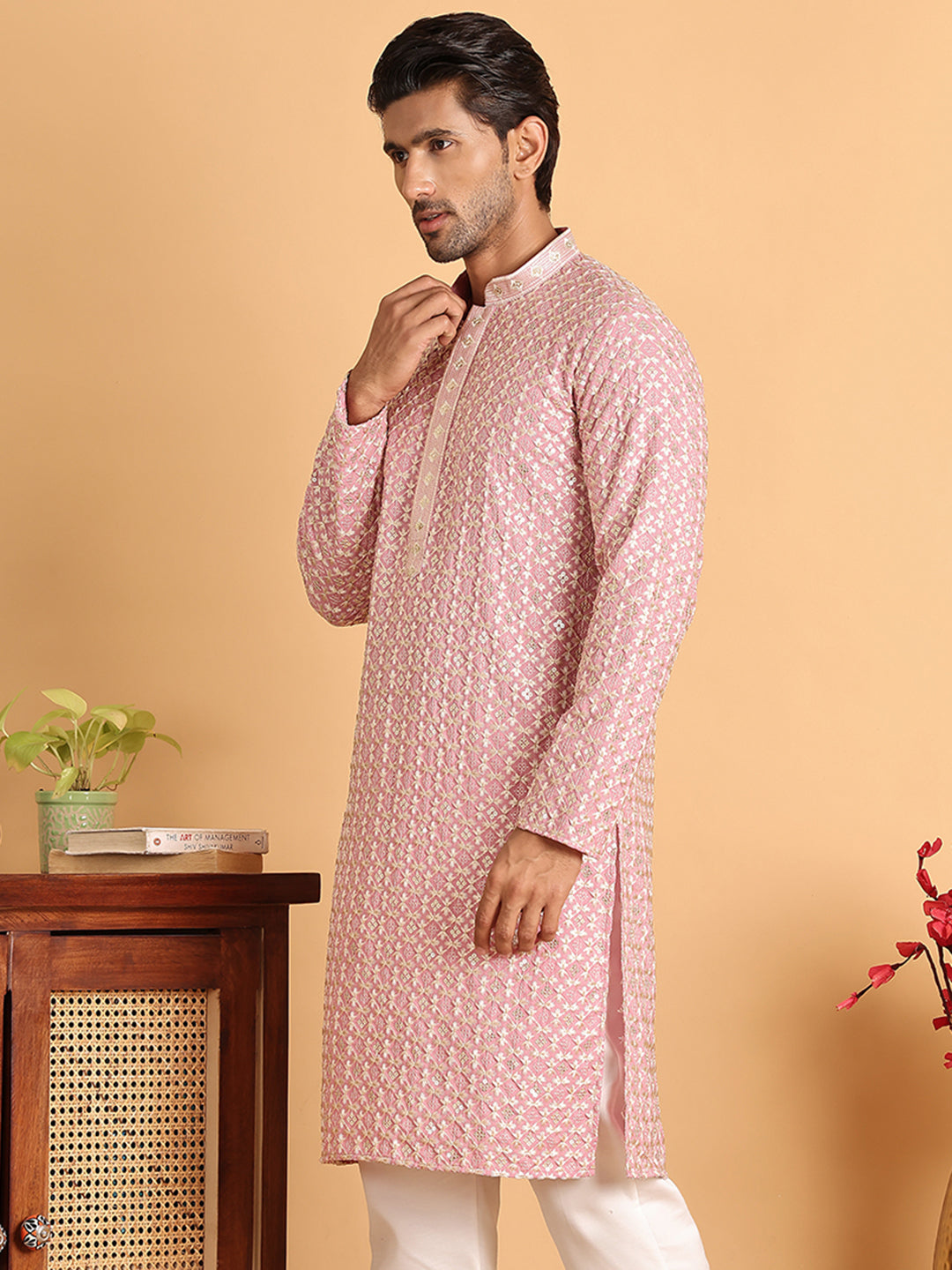 Embroidered Viscose Kurtas For Men