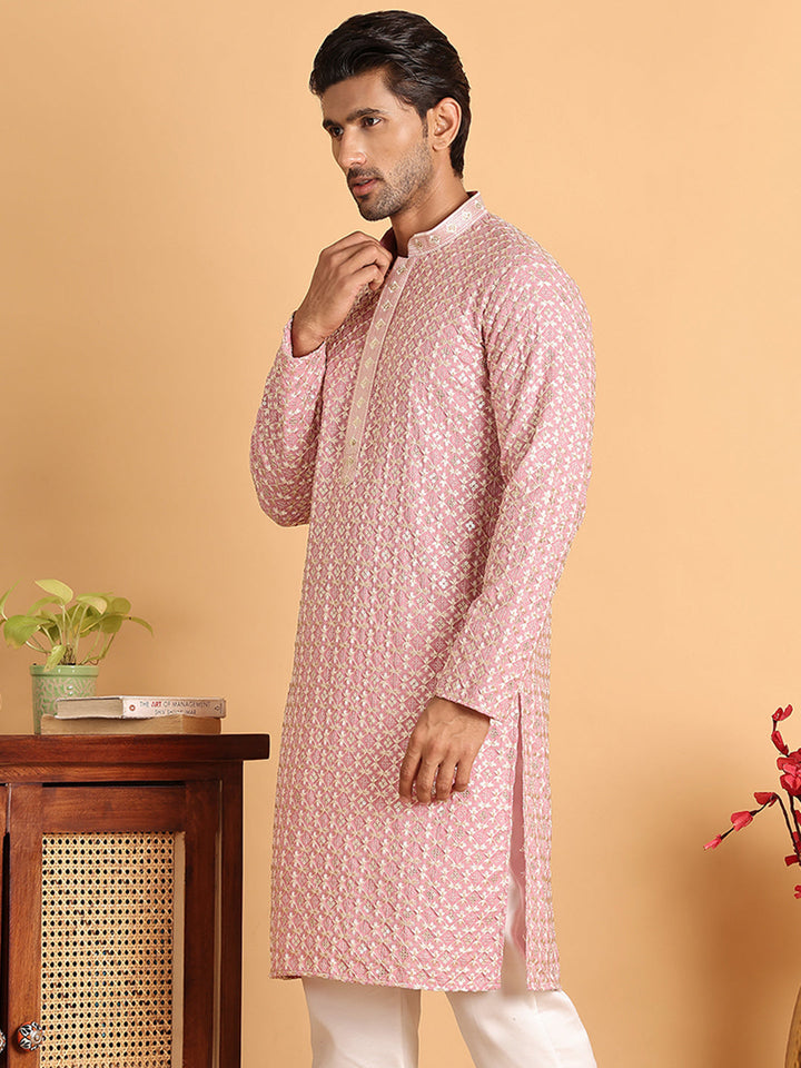 Embroidered Viscose Kurtas For Men