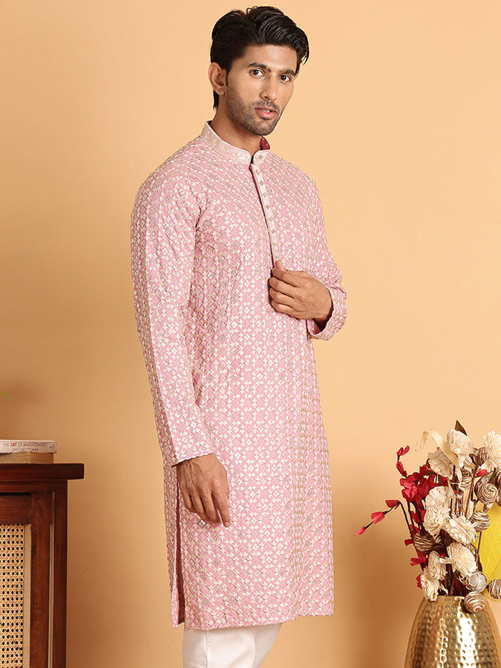 Embroidered Viscose Kurtas For Men