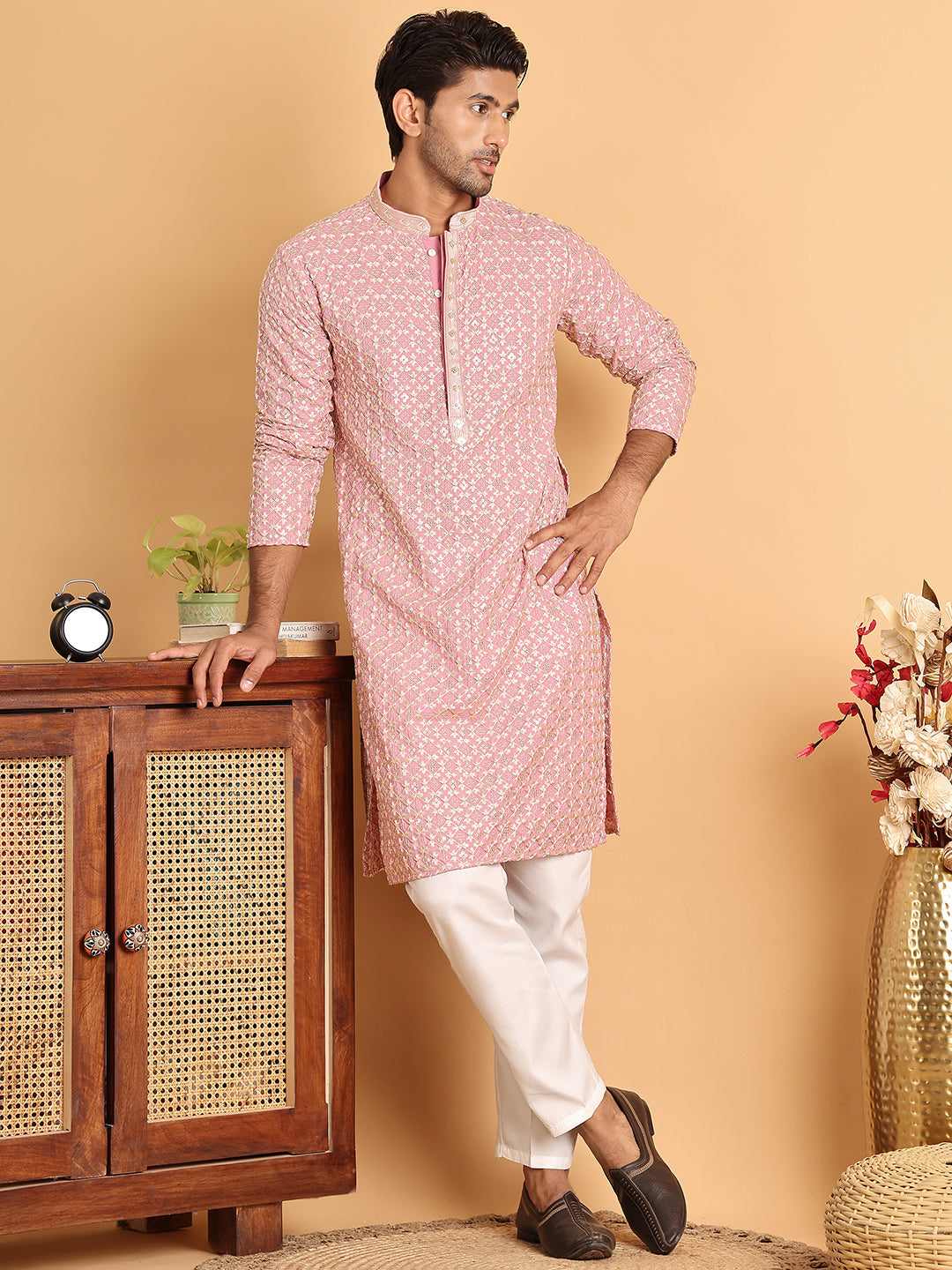 Embroidered Viscose Kurtas For Men