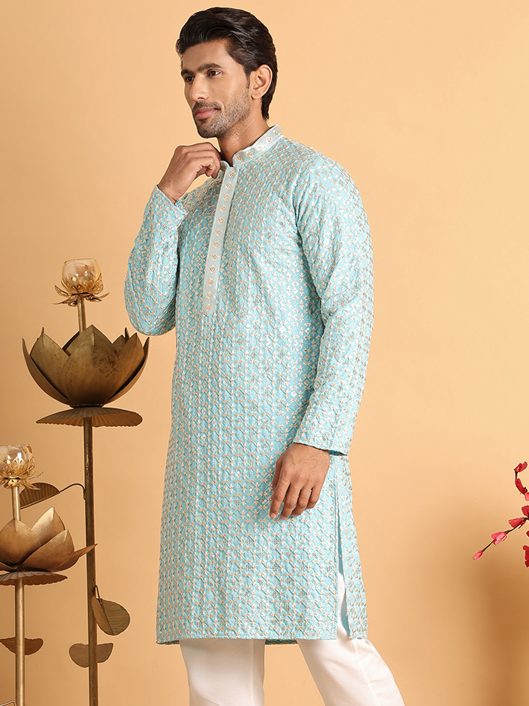 Embroidered Viscose Kurtas For Men