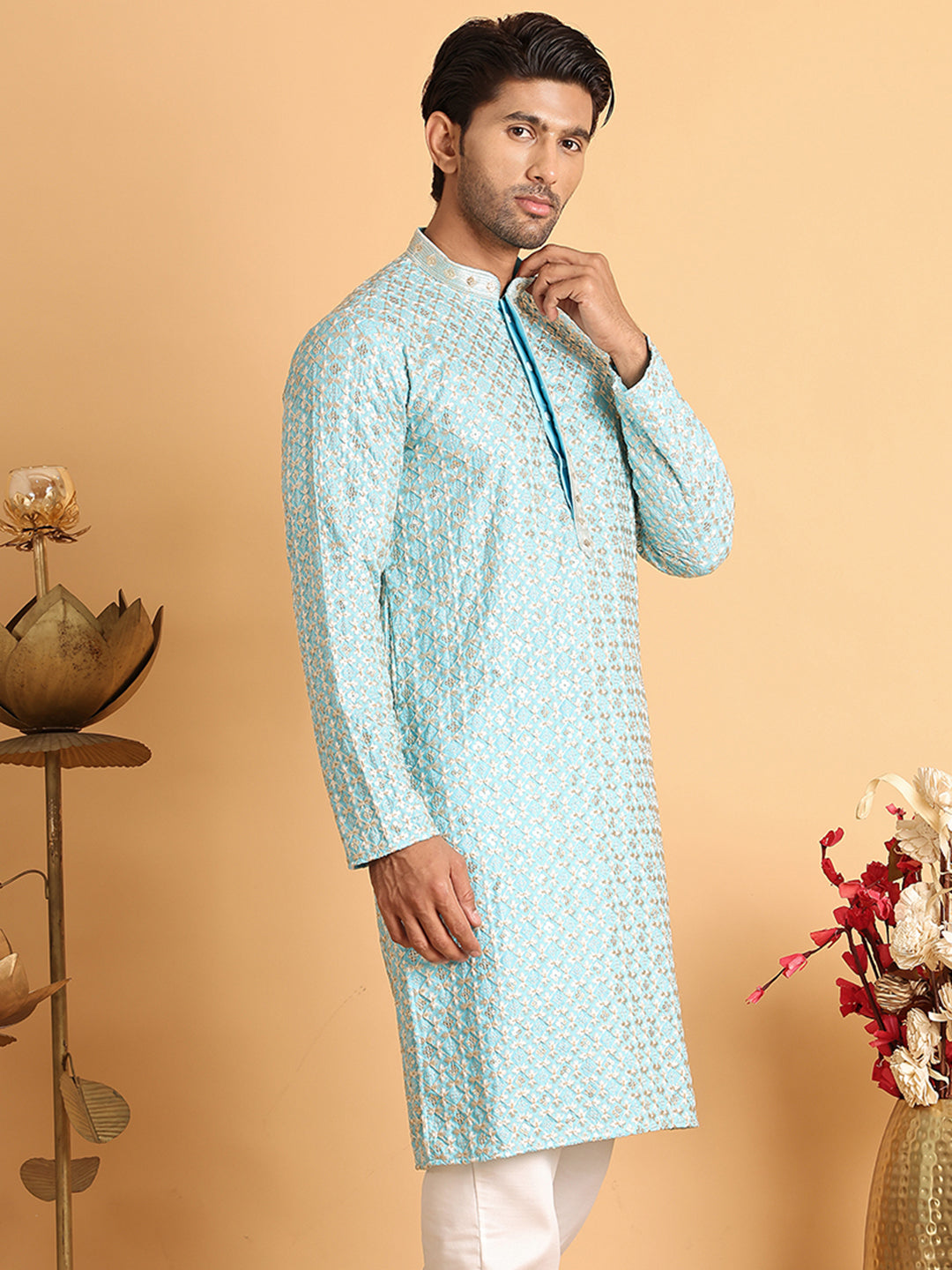Embroidered Viscose Kurtas For Men