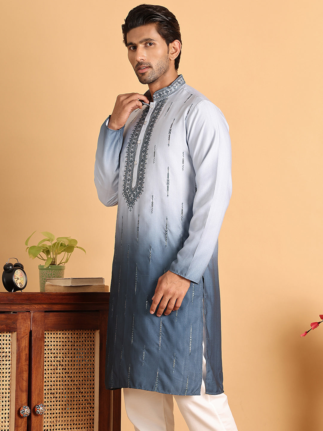 Ombre Printed Straight Kurtas For Men