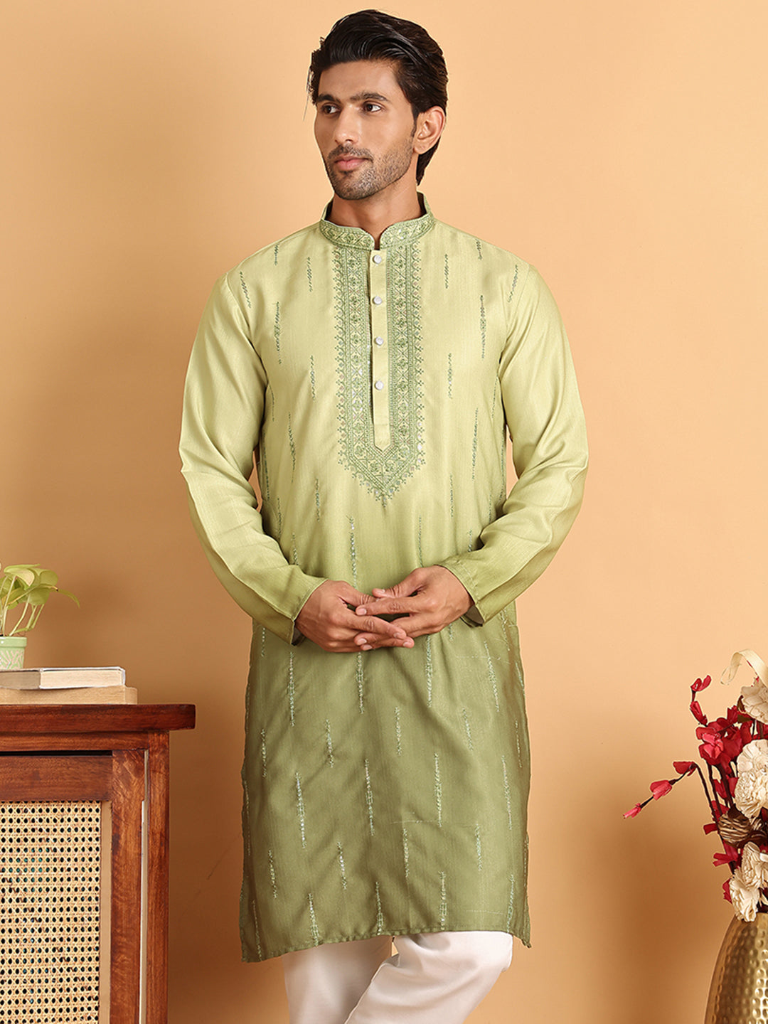 Ombre Printed Straight Kurtas For Men
