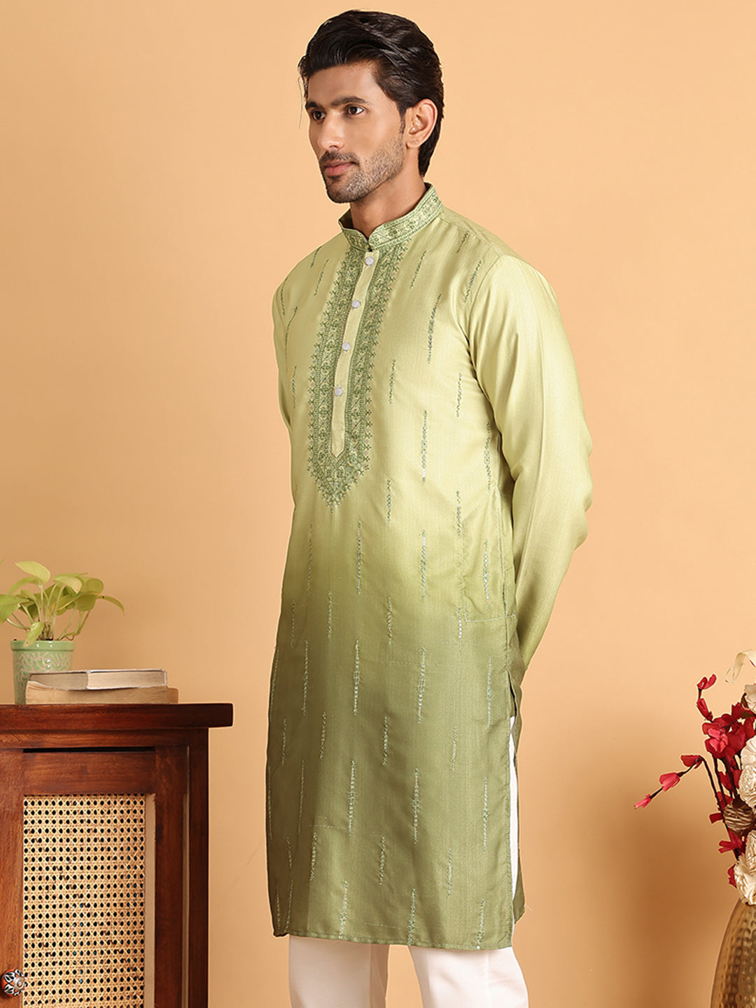 Ombre Printed Straight Kurtas For Men