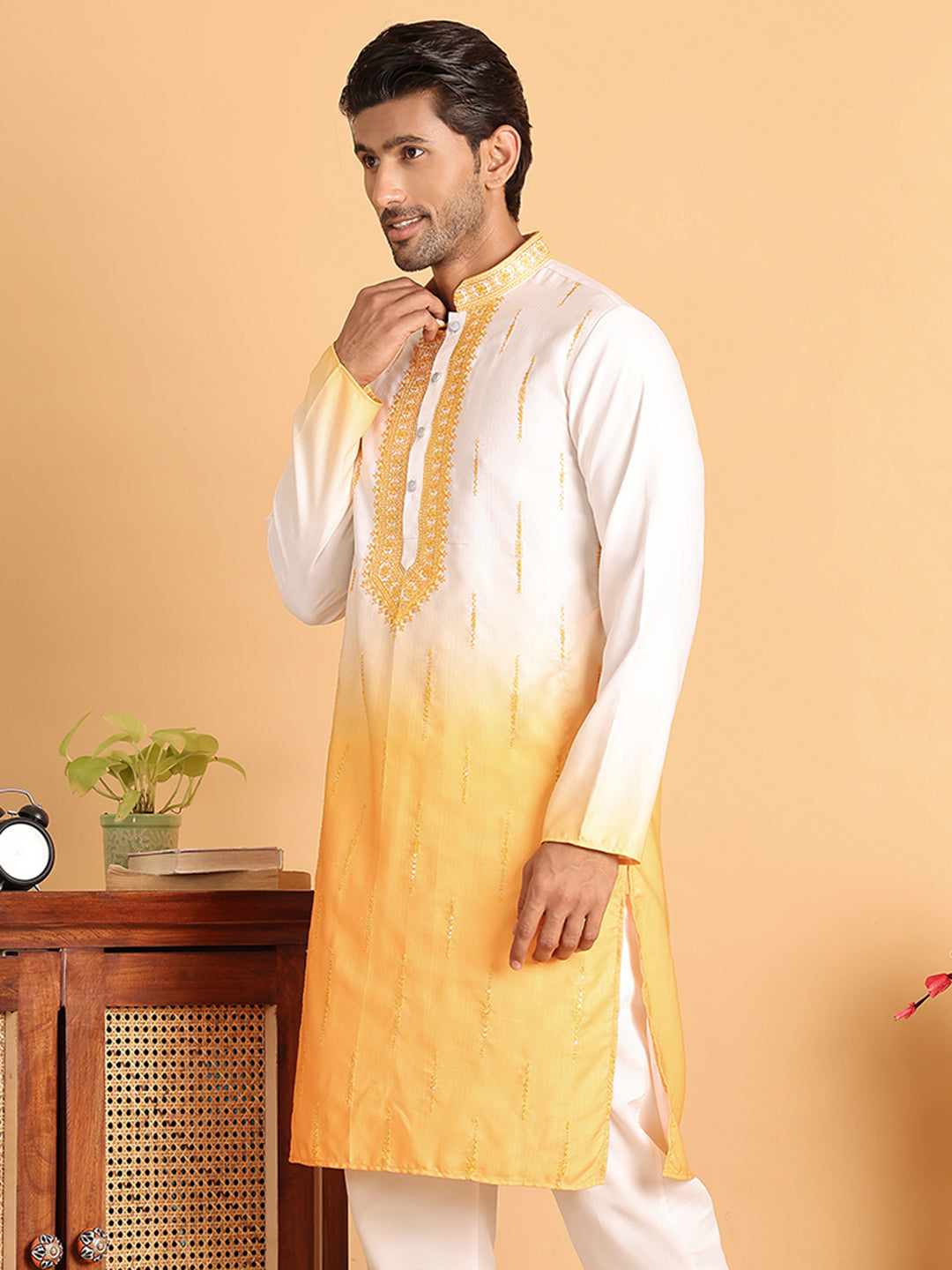 Ombre Printed Straight Kurtas For Men