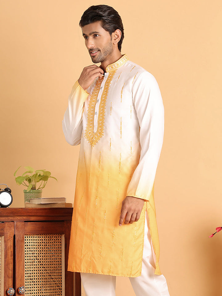 Ombre Printed Straight Kurtas For Men