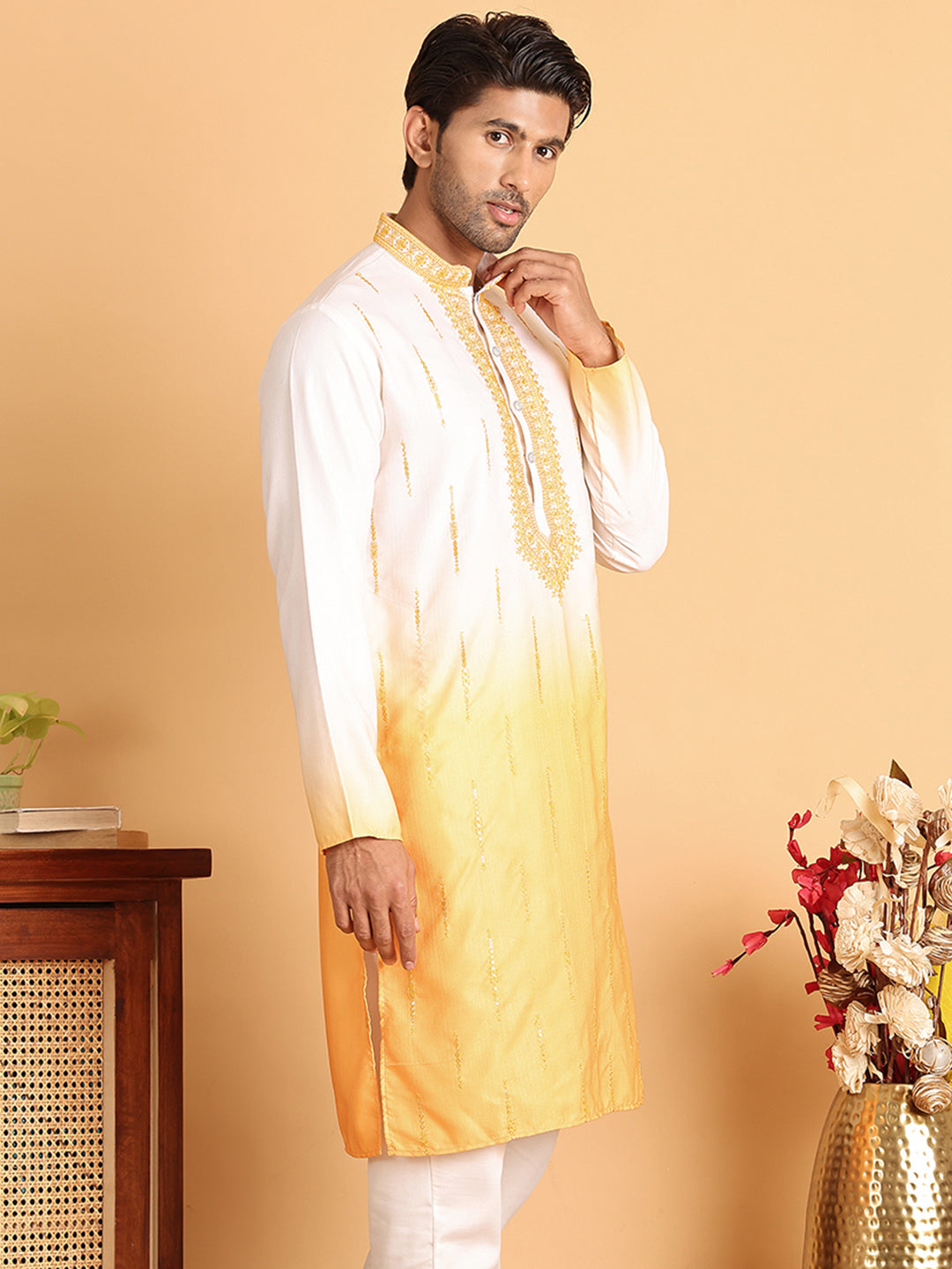Ombre Printed Straight Kurtas For Men
