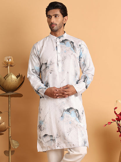 Marble Printed Sequin Cotton Kurtas.