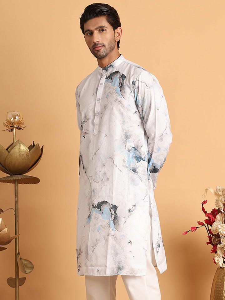 Marble Printed Sequin Cotton Kurtas.