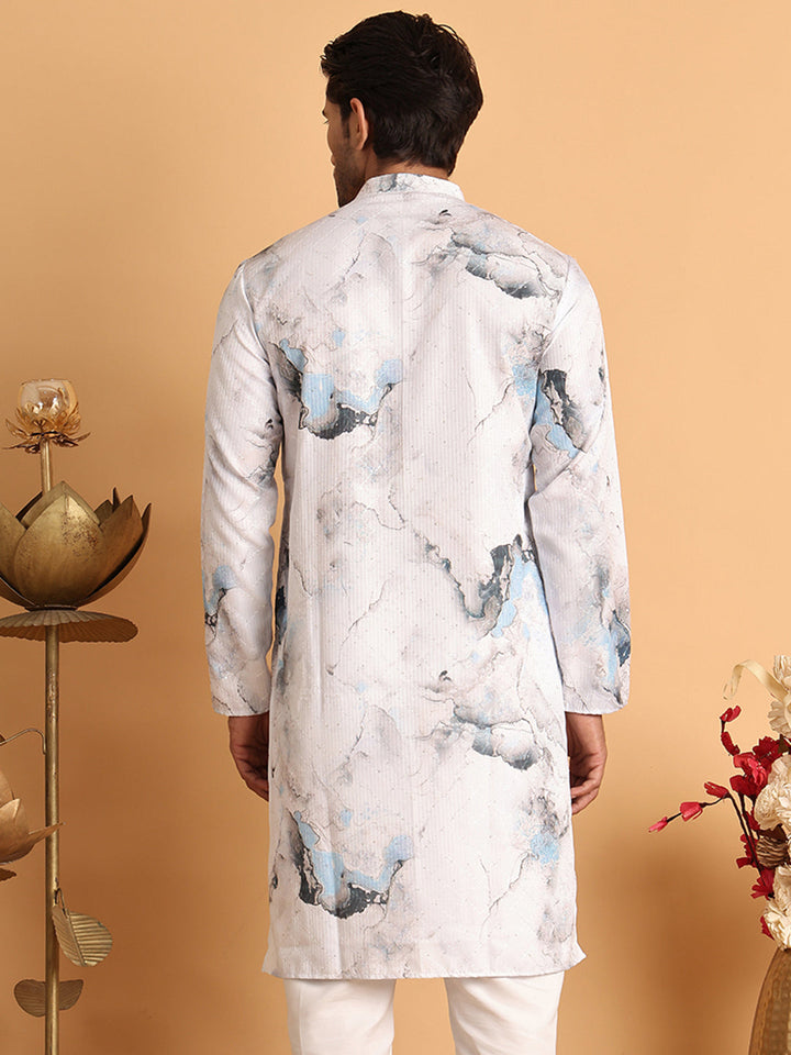 Marble Printed Sequin Cotton Kurtas.