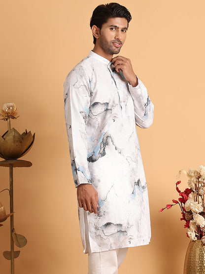 Marble Printed Sequin Cotton Kurtas.