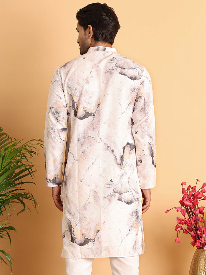 Marble Printed Sequin Cotton Kurtas.