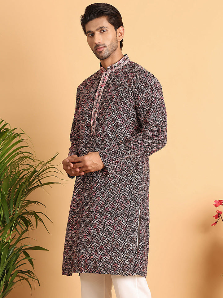 Embroidered Viscose Kurtas For Men
