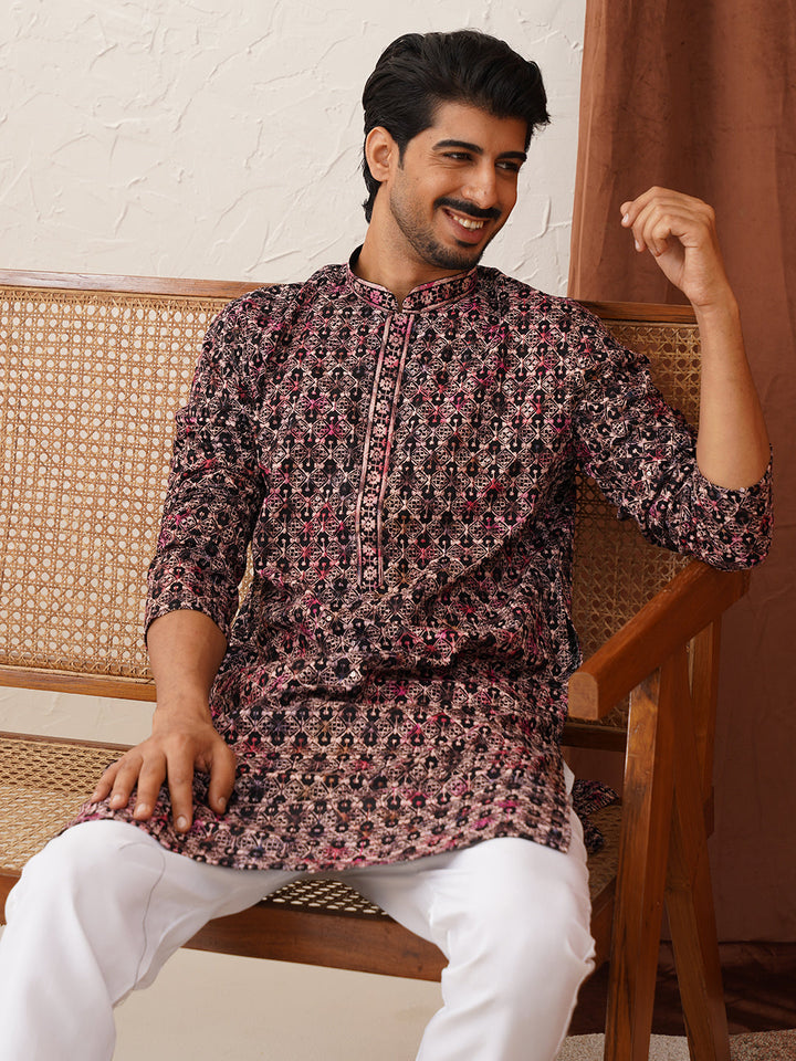 Embroidered Viscose Kurtas For Men